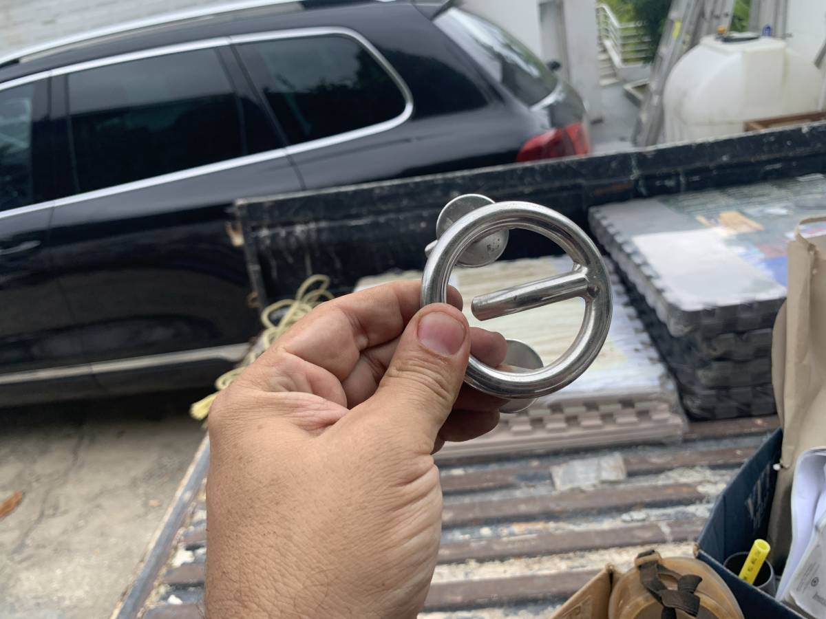 Stainless Waterski Hook / Cleat Ring with Mounting Flange